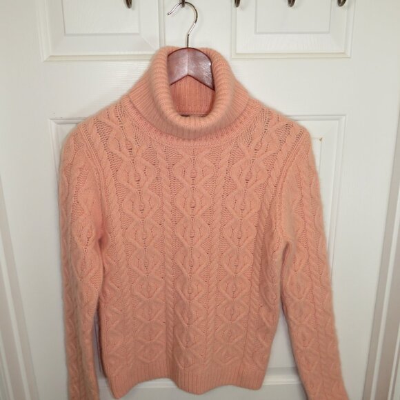 The Limited Turtleneck Cable Knit Wool & Angora Blend Sweater Pink Size Medium - Picture 5 of 9
